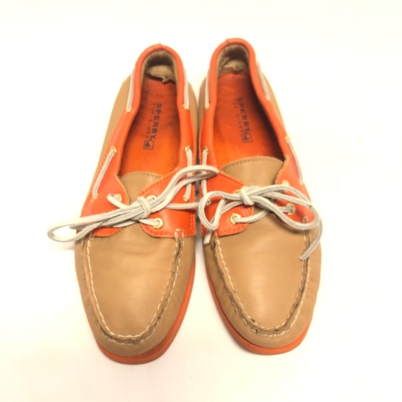 Sperry Shoes - Sperry boat shoes size 8.5 orange & light tan